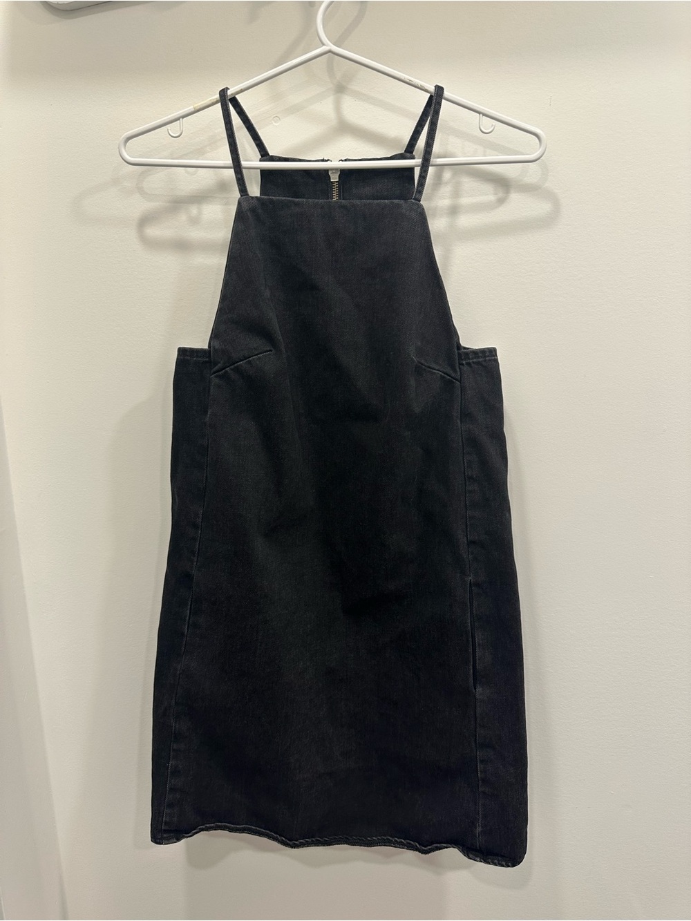 TOPSHOP 100% cotton pinafore black wash Denim Dress